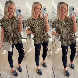 Leopard peplum top